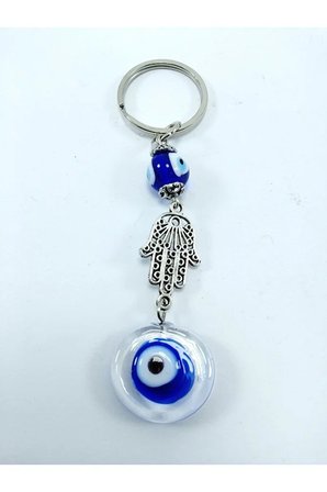 Nazar Boncuğu Anahtarlık El Yapımı Cam Hamse/fatıma Eli Temalı Hediyelik Aksesuar