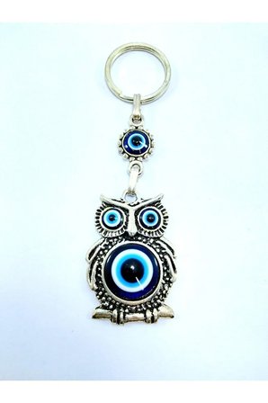 Baykuş Nazar Boncuğu Metal Anahtarlık/dikiz Ayna Süsü Hediyelik Aksesuar