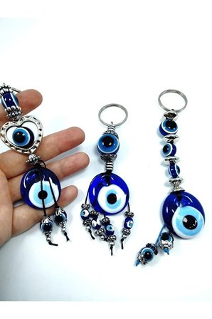 Cam Nazar Boncuğu Anahtarlık Üçlü Set El Yapımı Anahtarlık/araba Dikiz Ayna Süsü Hediyelik Aksesuar