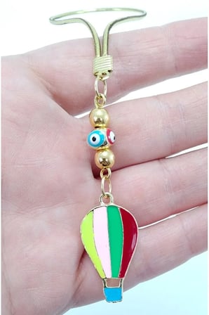 Metal Uçan Balon Nazar Boncuğu Araba Dikiz Ayna Süsü Lüks Hediyelik Aksesuar Metalik İpli