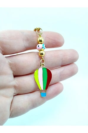 Metal Uçan Balon Nazar Boncuğu Araba Dikiz Ayna Süsü Lüks Hediyelik Aksesuar Metalik İpli