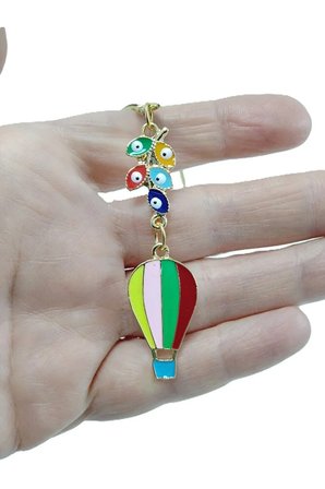 Metal Uçan Balon Nazar Boncuğu Araba Dikiz Ayna Süsü,Renkli Lüks Hediyelik Aksesuar
