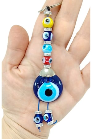 Lüks Nazar Boncuğu Anahtarlık / Araba Dikiz Ayna Süsü El Yapımı Cam Hediyelik Aksesuar