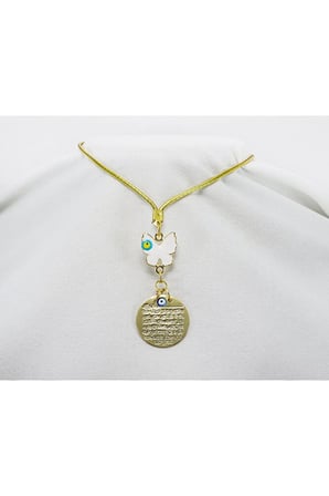 Metal Kelebekli Nazar Dualı Nazar Boncuğu Araba Dikiz Ayna Süsü El Yapımı Lüks Aksesuar Gold Renkli