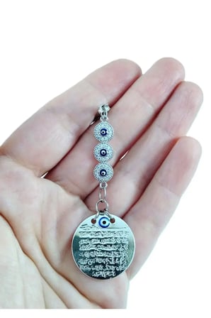 Parlak Taşlı Nazar Boncuğu Araba Dikiz Ayna Süsü Metal Ayetel Kürsi, Lüks Yeni Araba Hediyesi