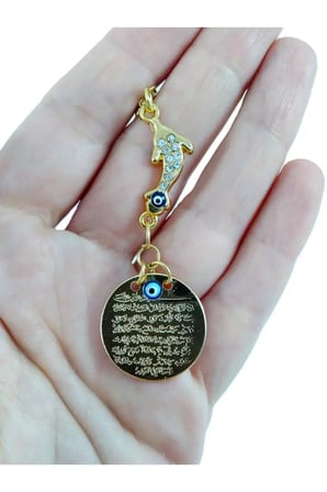 Parlak Taşlı Yunus Nazar Boncuğu Araba Dikiz Ayna Süsü Metal Ayetel Kürsi, Lüks Yeni Araba Hediyesi