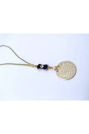 Metal Uzun Nazar Boncuğu Araba Dikiz Ayna Süsü Metal Ayetel Kürsi, Gold Renkli Yeni Araba Hediyesi