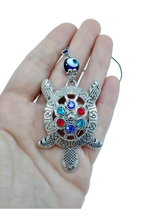 Renkli Parlak Taslı Metal Kaplumbağa Araba Dikiz Ayna Süsü  Hediyelik Aksesuar