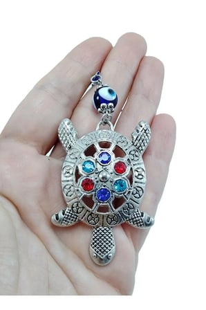 Renkli Parlak Taslı Metal Kaplumbağa Araba Dikiz Ayna Süsü  Hediyelik Aksesuar