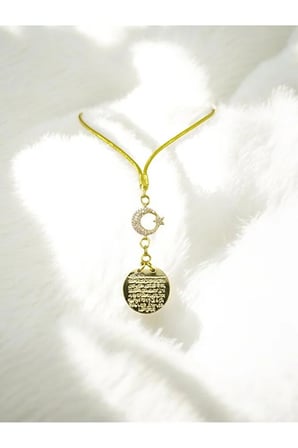Gold Renkli Metal Hilal Ay Yıldız Ayetel Kürsi Araba Dikiz Ayna Süsü, Yeni Araba Hediyesi