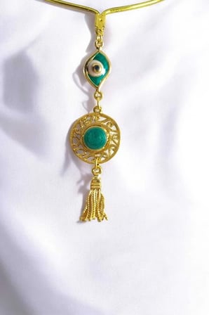 Zümrüt Yeşili Nazar Gözlü püsküllü Araba Dikiz Ayna Süsü, Lüks Yeni Araba Hediyesi