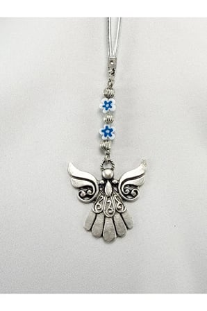 Sedef Çiçek Boncuklu Metal Kanatlı Melek Araba Dikiz Ayna Süsü