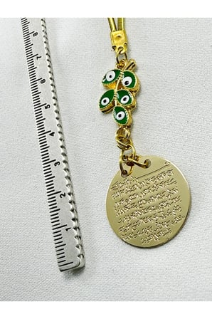 Metal Ayetel Kürsi Yeşil Salkım Nazar Boncuğu Araba Dikiz Ayna Süsü, Yeni Araba Hediyesi