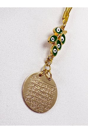 Metal Ayetel Kürsi Yeşil Salkım Nazar Boncuğu Araba Dikiz Ayna Süsü, Yeni Araba Hediyesi