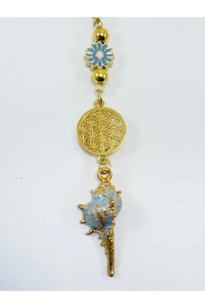 Yeni Araba Hediyesi, Pastel Mint Yeşili Metal Deniz Kabuğu Yaşam Çiçeği Dikiz Ayna Süsü