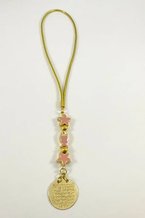 Pembe Lotus Çiçeği Balıklı Metal Ayetel Kürsi Altın Renkli Araba Dikiz Ayna Süsü