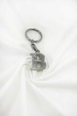 Gümüş Renkli Metal B Harfi Anahtarlık / Harfli Çanta Süsü