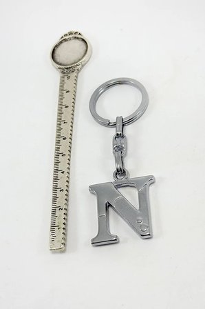 Gümüş Renkli Metal N Harfi Anahtarlık / Harfli Çanta Süsü