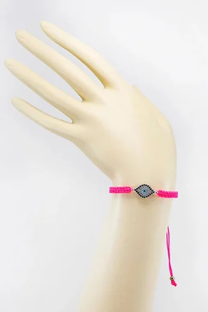 Pembe Renkli Asansörlü Gümüş Elips Zirkon Taşlı Nazar Bileklik, Hediyelik Bileklik