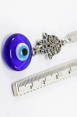 Metal Hamseli El Yapımı Cam Nazar Boncuklu Araba Dikiz Ayna Süsü, Yeni Araba Hediyesi