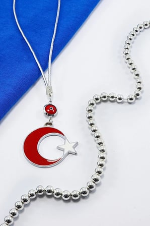 Çerçeveli Nazar Boncuklu Ay Yıldız Araba Dikiz Ayna Süsü, Yeni Araba Hediyesi