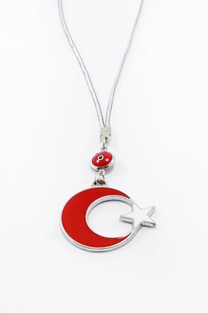 Çerçeveli Nazar Boncuklu Ay Yıldız Araba Dikiz Ayna Süsü, Yeni Araba Hediyesi
