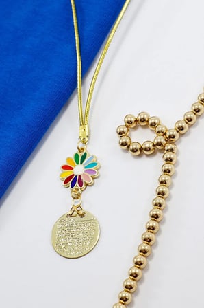 Renkli Papatya Figürlü Küçük Metal Ayetel Kürsi Araba Dikiz Ayna Süsü Gold Renkli