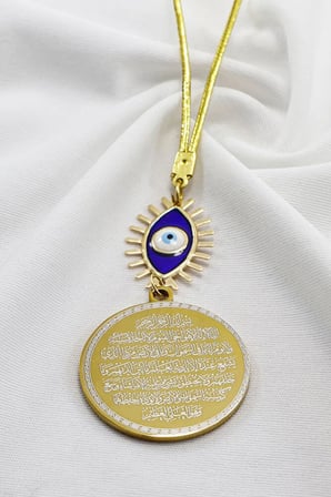 Lacivert Göz Figürlü Ayetel Kürsi Nazar Ayeti Araba Dikiz Ayna Süsü, Yeni Araba Hediyesi
