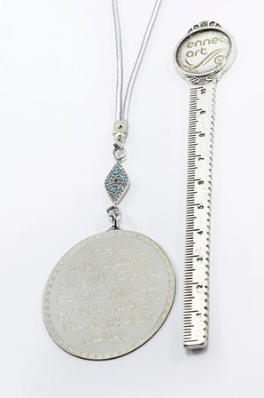 Zirkon Taşlı Nazar Ayetel Kürsi Nazar Ayeti Paslanmaz Çelik Araba Dikiz Ayna Süsü(4,5cm)