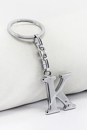 Gümüş Renkli Metal K Harfi Anahtarlık / Harfli Çanta Süsü