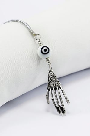 Siyah Beyaz Yuvarlak Nazar Boncuğu Metal İskelet El Araba Dikiz Ayna Süsü