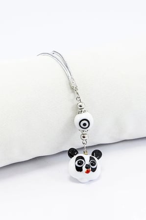 El Yapımı Cam Siyah Beyaz Nazarlı Sevimli Panda Araba Dikiz Ayna Süsü, Yeni Araba Hediyesi