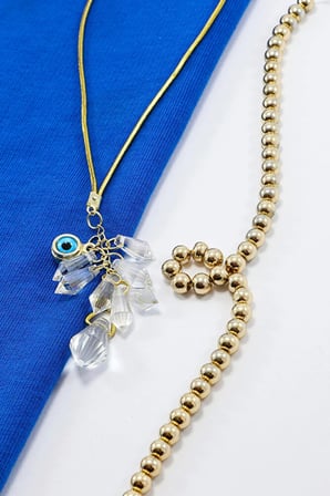 Sun Catcher Arabası Dikiz Ayna Süsü Kristal Salkımlı, Metal çift Taraflı Nazar Boncuklu
