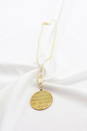 Zirkon Vav 316L Çelik Ayetel Kürsi Nazar Ayeti Zincirli Araba Dikiz Ayna Süsü Gold Renkli