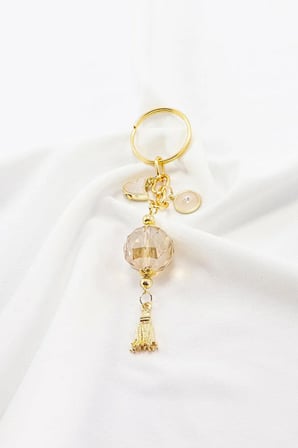 Kristal Boncuk Sedefli Nazar Boncuğu Kalp Metal Püsküllü Şık Anahtarlık, Küçük Çanta Süsü