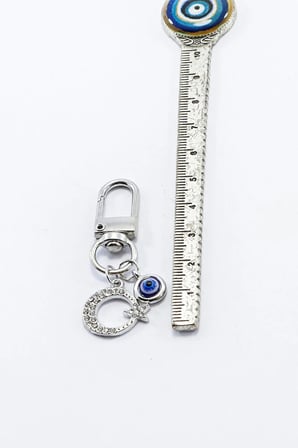 Metal Nazar Boncuğu Metal Parlak Taşlı Hilal Klipsli Cüzdan Süsü Charm Çanta Süsü Anahtarlık