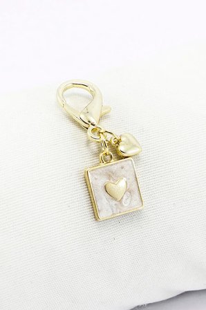 Mineli Metal Kalp Klipsli Cüzdan Süsü Charm Çanta Süsü Anahtarlık