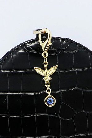 Metal Anka Kuşu Nazar Boncuğu Klipsli Cüzdan Süsü Charm Çanta Süsü Anahtarlık