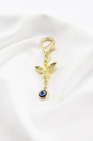 Metal Anka Kuşu Nazar Boncuğu Klipsli Cüzdan Süsü Charm Çanta Süsü Anahtarlık