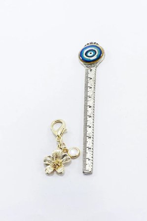 Metal Çiçek Sedefli Boncuk Klipsli Cüzdan Süsü Charm Gold Renkli Çanta Süsü Anahtarlık