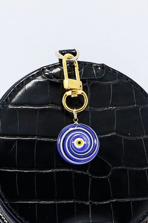 El Yapımı Cam Murano Nazar Boncuğu Gold Renkli Metal Klipsli Cüzdan Süsü Charm Çanta Süsü Anahtarlık
