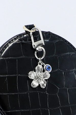 Metal Nazar Boncuğu Metal Çiçekl Klipsli Cüzdan Süsü Charm Çanta Süsü Anahtarlık