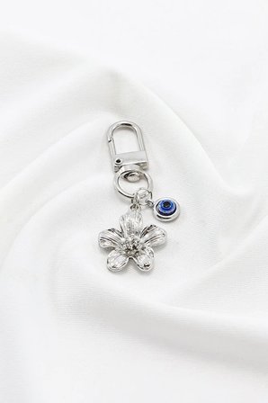 Metal Nazar Boncuğu Metal Çiçekl Klipsli Cüzdan Süsü Charm Çanta Süsü Anahtarlık