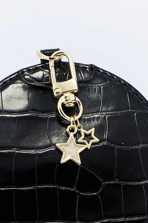 Mineli Yıldız Ajurlu Yılsız Metal Gold Renkli Klipsli Cüzdan Süsü Charm Çanta Süsü Anahtarlık