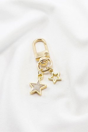 Mineli Yıldız Ajurlu Yılsız Metal Gold Renkli Klipsli Cüzdan Süsü Charm Çanta Süsü Anahtarlık