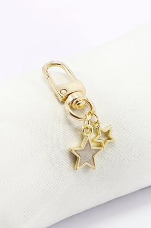 Mineli Yıldız Ajurlu Yılsız Metal Gold Renkli Klipsli Cüzdan Süsü Charm Çanta Süsü Anahtarlık
