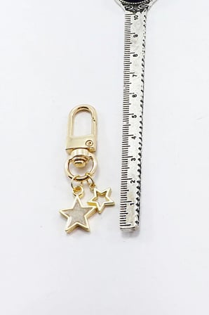 Mineli Yıldız Ajurlu Yılsız Metal Gold Renkli Klipsli Cüzdan Süsü Charm Çanta Süsü Anahtarlık