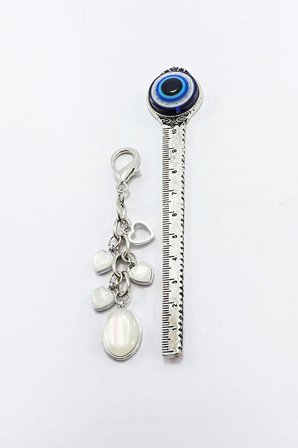 Taşlı Kalpli Metal Klipsli Cüzdan Süsü Charm Çanta Süsü Anahtarlık