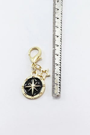 Siyah Gold Kuzey Yıldızı Metal Yıldız Gold Renkli Klipsli Cüzdan Süsü Charm Çanta Süsü Anahtarlık