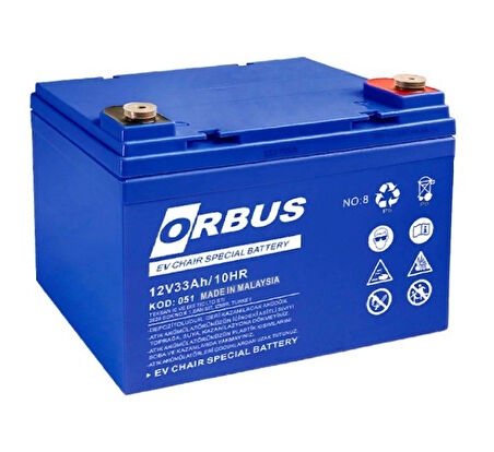 ORBUS 12 Volt 33 Amper (12v 33A) Engelli Araç Aküsü MALEZYA ÜRETİM